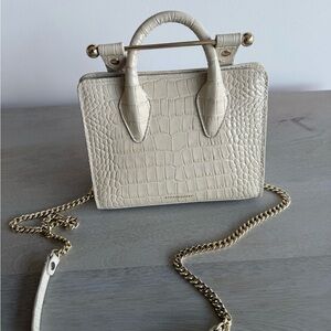 Strathberry nano tote cream Crocodile Embossed